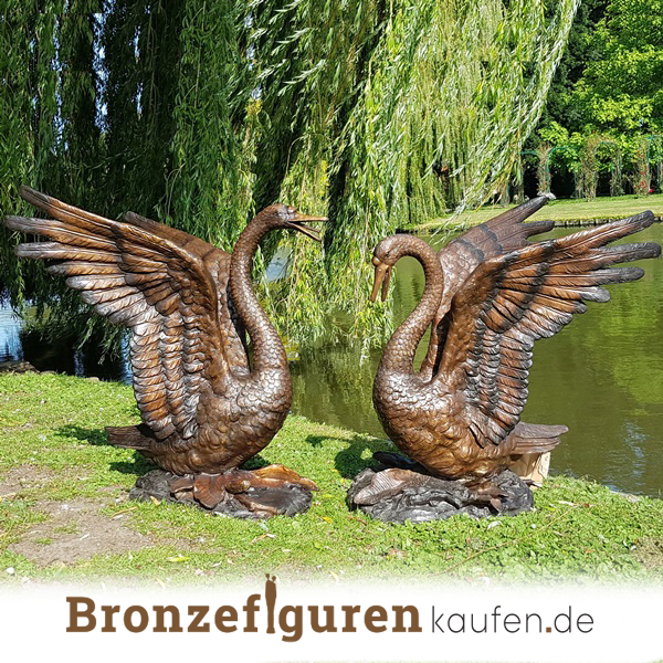 • | Bronze aus ᐅ Figur Figur Deko Schwan Garten Schwan für ihre
