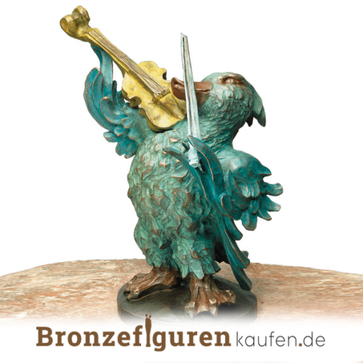 Skulptur Ente mit Violine in Bronze