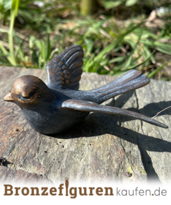 NR 1 | Grabfigur Bronze ''Spatz mit offenen Flügeln'' 10 cm